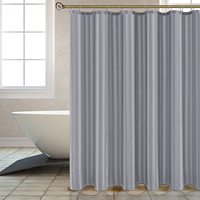 Rideau de douche en polyester rayé gris classique épaissi bain imperméable oeillets décoratifs en acier inoxydable