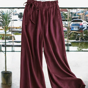 Pantalon large élégant pour femme, taille haute, coupe régulière, en toile imperméable, multicolores, fermeture élastique à la taille, nouveauté printemps - Product Image 2