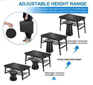 Wholesale Modern Original Own Patent Outdoor Foldable Table Plastic Telescopic Stool Black Rectangular Folding Picnic Table