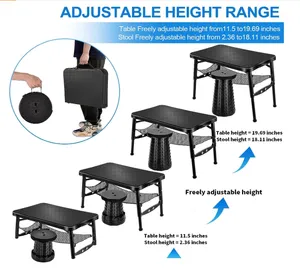 도매 현대 원래 자신의 특허 야외 접이식 테이블 플라스틱 텔레스코픽 의자 블랙 직사각형 접이식 피크닉 테이블