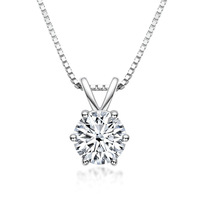 Colgante de diamantes de moissanita de 1 quilate para mujer, Collar de plata de ley 925 con seis garras chapadas en oro clásico, regalo de joyería