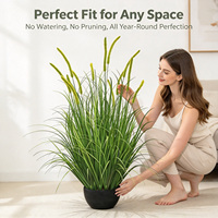 Herbe de renard artificielle verte naturelle ondulante de 90 cm, plante ornementale artificielle en pot pour la décoration de chambre, étagère ou table d'appoint