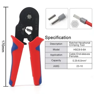 미니 압착 플라이어 관형 절연 터미널 박스형 압착 터미널 와이어 압착 플라이어 도구 키트 CableFerrule 와이어 커넥터