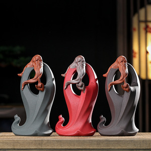 Zen-inspired Tea Pet Ornament Lao Tzu Statue Ceramic Figure Zisha Material Living Room <b>Decoration</b> - Product Image 1