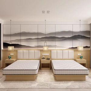 Affordable 3 Star Hotel <b>Bed</b> Modern Bedroom Furniture Sets Durable Wooden <b>Frame</b> Hotel <b>Twin</b> <b>Beds</b> With Headboard & Nightstand - Product Image 5