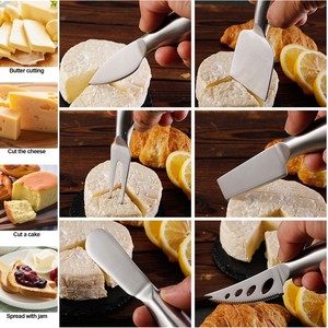Fourchette à fromage trancheuse fromage épandeur couteau coupe outil Collection grand cadeau Premium 6 pièces en acier inoxydable noir couteaux à fromage - Product Image 3