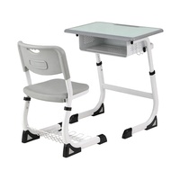 Meubles d'école modernes, ensemble pupitre et chaise pour élèves avec tiroir en métal, hauteur réglable, écologique, durable
