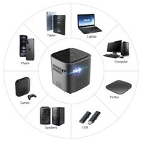 Mini projecteur DLP 2025 avec correction automatique de la distorsion trapézoïdale, système Android intégré, batterie rechargeable, mini home cinéma extérieur, prise en charge de la 4K