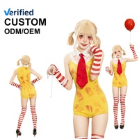 Costume de fête cosplay pour femme, tenue de clown de carnaval, costume de fête d'Halloween, jupes, veste, chapeau, vêtements amusants et hilarants
