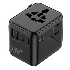 Adaptateur de prise électrique international best-seller, 5 ports USB, 28W, chargeur de voyage universel mondial - Product Image 1