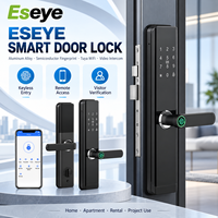 Serrure de porte intelligente WiFi Eseye en alliage d'aluminium avec reconnaissance d'empreintes digitales par semi-conducteurs, interphone vidéo TUYA et entrée sans clé