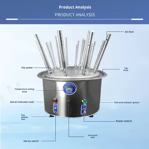 एयरफ्लो ड्रायर स्टेनलेस स्टील सी-प्रकार प्रयोगशाला बीकर ग्लास ट्यूब उपकरण के लिए 12 छेद - Product Image 3