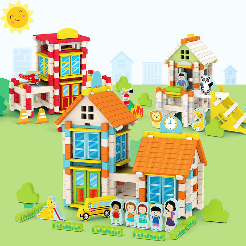 Montessori Creative Building Blocks Wooden Toys for Kids Educational Little Architect Children Stacking Assembling LearningToy