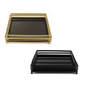 Wholesale Modern European Perfume Cosmetic Vanity <strong>Tray</strong> Home Decor <strong>Tray</strong> Large Gold <strong>Mirror</strong> <strong>Tray</strong> - Product Image 3