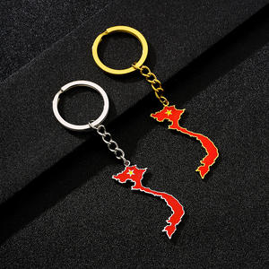 Color dorado de lujo estilo étnico aleación monedero llavero Vietnam mapa bandera colgante al por mayor - Product Image 1