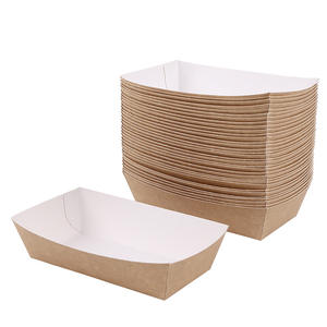 Boîte à <span class=keywords><strong>hot</strong></span>-dogs en papier artisanal écologique Plat en forme de bateau Plateau de service pour poulet restauration rapide Boîtes kraft Assiette alimentaire antidérapante Plateau à dessert en papier - Product Image 4