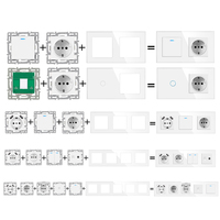 Module mural avec panneau tactile en verre blanc de norme européenne, fonction bouton interrupteur prise de courant librement combinable