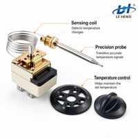 Thermostat capillaire 300 degrés pour friteuse avec écrou, unité de contrôle de température mécanique, pour appareils électroménagers de cuisine et rôtissoires électriques