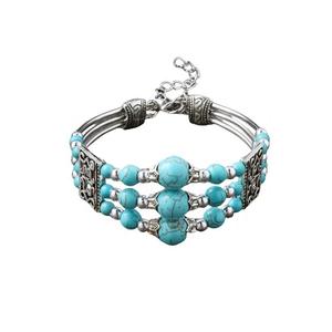 Usine <span class=keywords><strong>En</strong></span> <span class=keywords><strong>Gros</strong></span> Classique Rétro Bohème Tibétain Ethnique Main <span class=keywords><strong>Bijoux</strong></span> Perlé Turquoise Bracelet à Vendre - Product Image 5