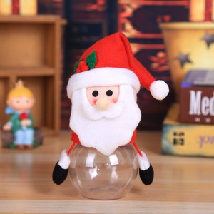QY Factory Wholesale  Eco-friendly Cartoon <span class=keywords><strong>Santa</strong></span> Decor Gift Kids Storage Plastic Round  Bottle New Year Christmas Candy Jar - Product Image 3