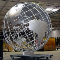 Décoration extérieure en jasluion, grande taille, métal 304 #, globe terrestre en acier inoxydable