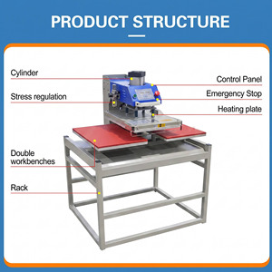 Presse à chaud pneumatique directe usine, machine automatique de transfert de logo, <span class=keywords><strong>imprimante</strong></span> par sublimation pour étiquettes de <span class=keywords><strong>T</strong></span>-shirts - Product Image 2
