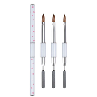 Vente en gros d'ongles professionnels Guyo Pinceau de beauté pour l'art des ongles en acrylique Kolinsky à double usage avec manche en métal 100%
