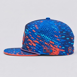 Golf <b>Cap</b> Digital <b>Camo</b> Blue Orange Waterproof PVC Patch Rope Snapback 5 Panel Perforated Breathable Athletic Outdoor Men Women - Product Image 3