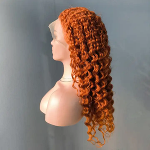 Nouvelle arrivée 350 perruques de cheveux brésiliens bruts couleur Orange vague de corps droite vague profonde 16-30 pouces 13x4 cheveux humains perruque suisse à lacets avant - Product Image 4