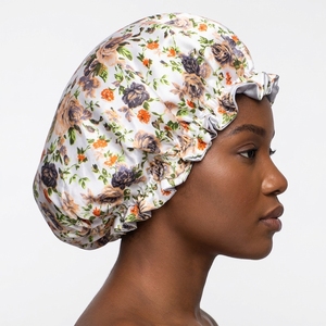 Nouvelle Nuisette à Imprimé Floral pour Femmes, Nuisette <span class=keywords><strong>en</strong></span> <span class=keywords><strong>Satin</strong></span> Double à Fleurs pour Femmes, Turban Confortable pour Femmes avec Sangle Élastique - Product Image 5