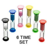 Set Jam Pasir Warna-warni 6 Buah, 30 Detik, 1, 2, 3, 5, 10 Menit, untuk Permainan Kelas Anak, Hadiah, Dekorasi Rumah