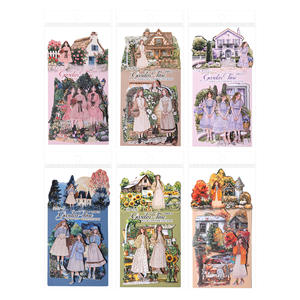 Paquete de 20 unidades de pegatinas decorativas de jardín de la serie Time, diseño de paisaje y papel <span class=keywords><strong>sin</strong></span> borde blanco <span class=keywords><strong>para</strong></span> manuales, decoraciones de libros - Product Image 5