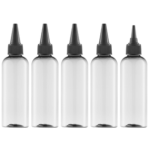 Hot Sale Hair Oil Nozzle Clear <b>Squeeze</b> <b>Bottles</b> With Twist Caps 1oz 2oz 100ml 4oz 200ml 8oz 500ml Plastic PET Pointed <b>Bottle</b> - Product Image 1