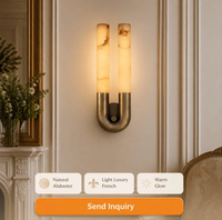 Applique Murale Moderne en Albâtre, Lampe Murale LED en Cuivre, Style Minimaliste et Luxueux, Idéale pour Salon, Chambre et Hôtel