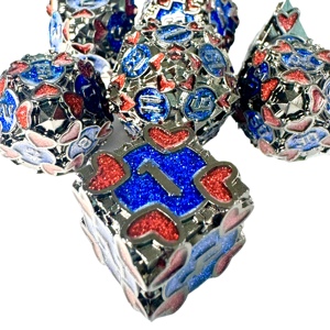 Ensemble de dés métalliques polyédriques rigides en alliage de zinc, 7 pièces, motif Dragon D&D et Fleur, de qualité supérieure, vente en gros, Metal Dice Factory, Nian Diceworks, boîte métallique - Product Image 6
