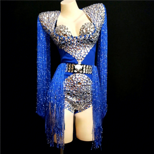 Traje de Noche Moderno para Mujer, Traje de Cantante, Traje de Pasarela, Traje de Gogo, Traje de Coser a Mano, Traje de Escenario para Adultos, Traje de Flecos, Poliéster/Rayón - Product Image 4