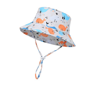 Chapeau de soleil imprimé baleine pour bébé, respirant, à séchage rapide, pliable, protection solaire, casquette de plage pour tout-petits, jeux en plein air - Product Image 3
