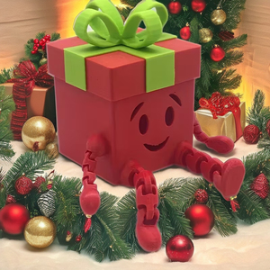 Ornement de boîte cadeau de Noël imprimé en 3D, design de visage souriant articulé, décoration de Noël, ornement créatif de bureau - Product Image 6