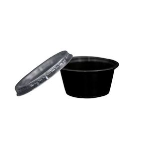 Vasos de Salsa Desechables de Plástico Transparente Negro de 2.5 Oz de Buena Calidad con Tapas, Recipientes Pequeños - Product Image 1