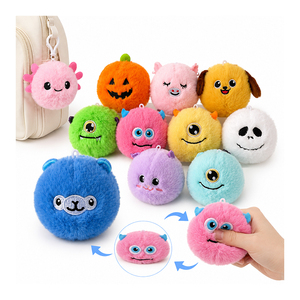 Lot de 12 balles sensorielles rebondissantes à vison, jouet sensoriel à visage amusant, avec cœur élastique, pour sacs de récompenses scolaires et collection de fêtes - Product Image 1