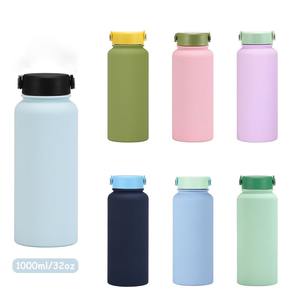 2025 Factory Direct 1L (34oz) 304 Frasco deportivo de acero inoxidable Bicolor Mix Vaso aislado portátil para exteriores Boca grande - Product Image 1