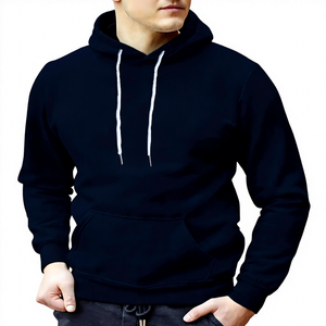 Sweat à capuche beige pour homme, coupe classique, décontracté, pour l'automne, en molleton tricoté, avec poches, couleur unie - Product Image 6