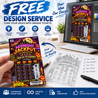 Cartes de jeu à gratter personnalisées avec logo, thème Halloween, impression numérique de haute qualité, tickets de loterie en carton