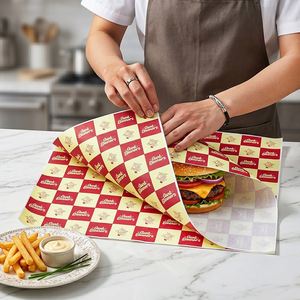 Custom Printing Eco-Friendly Recyclable Food Grade Sandwich Burger French Fries Grease Proof Wrapping <b>Paper</b> with Logo - Product Image 1