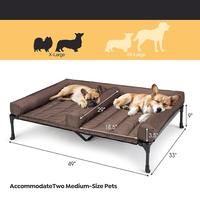 SUREWALHOME Lit surélevé pour chien avec traversin amovible, canapé-lit surélevé pour chien pour 2 chiens hors sol, lits doubles surélevés pour animaux de compagnie