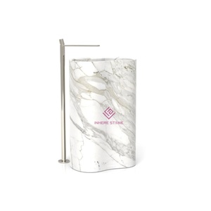 Lavabo autoportant en travertin romain, design Infinity, en pierre massif, pour hôtel et villa de luxe - Product Image 2