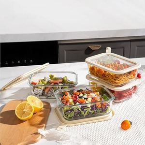 Recipiente Rectangular de Vidrio Borosilicato para Almacenamiento de Alimentos, con Tapa Hermética, Ventilación de Vapor, Libre de BPA, Apto para Microondas, Venta al por Mayor de Fábrica - Product Image 1