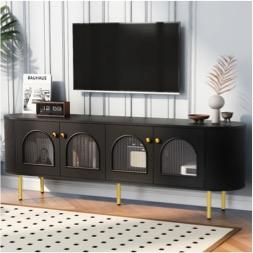 מעמד לטלוויזיה לבן מעוקל פינתי ריהוט זכוכית ארון טלוויזיה מודרני אלגנטי מותאם אישית מעמד טלוויזיה לוח טמבה - Product Image 4