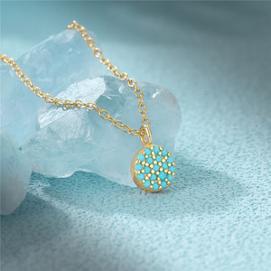 Collar con Colgante Redondo de Plata de Ley 925 con Turquesa y Oro de 18K, Diseño de Mariposa y Girasol, para Mujer, Marca CANNER - Product Image 2