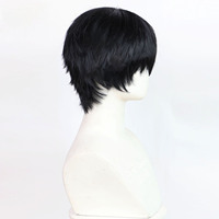 Perruques synthétiques noires naturelles pour hommes en gros, perruques courtes pour garçons avec coupe loup cool et franges texturées pour usage quotidien